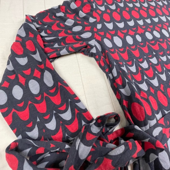 Boden Red Navy Long Sleeve Wrap Dress Size 14R - Picture 9 of 11